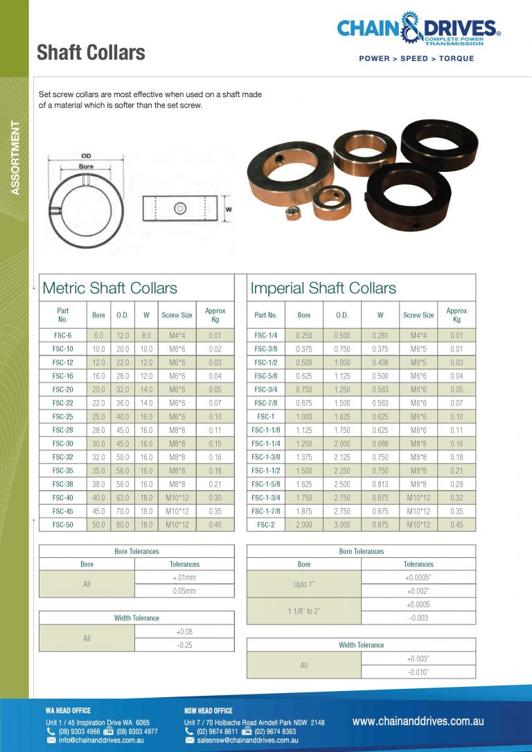 Shaft Collars Power Transmission Supplies Chain & Drives