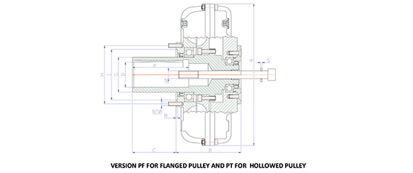 Hydromechanical Coupling PF Flanged PT Hollowed Diagram
