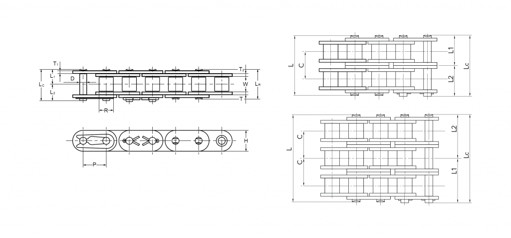 BS Straight Side Plate Roller Chain Diagram